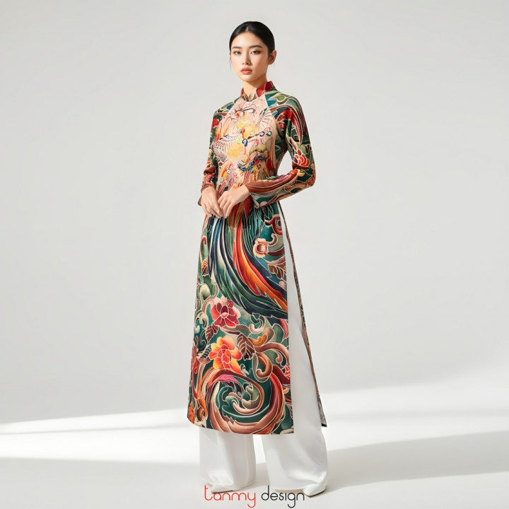 Brocade traditional Vietnamese long dress